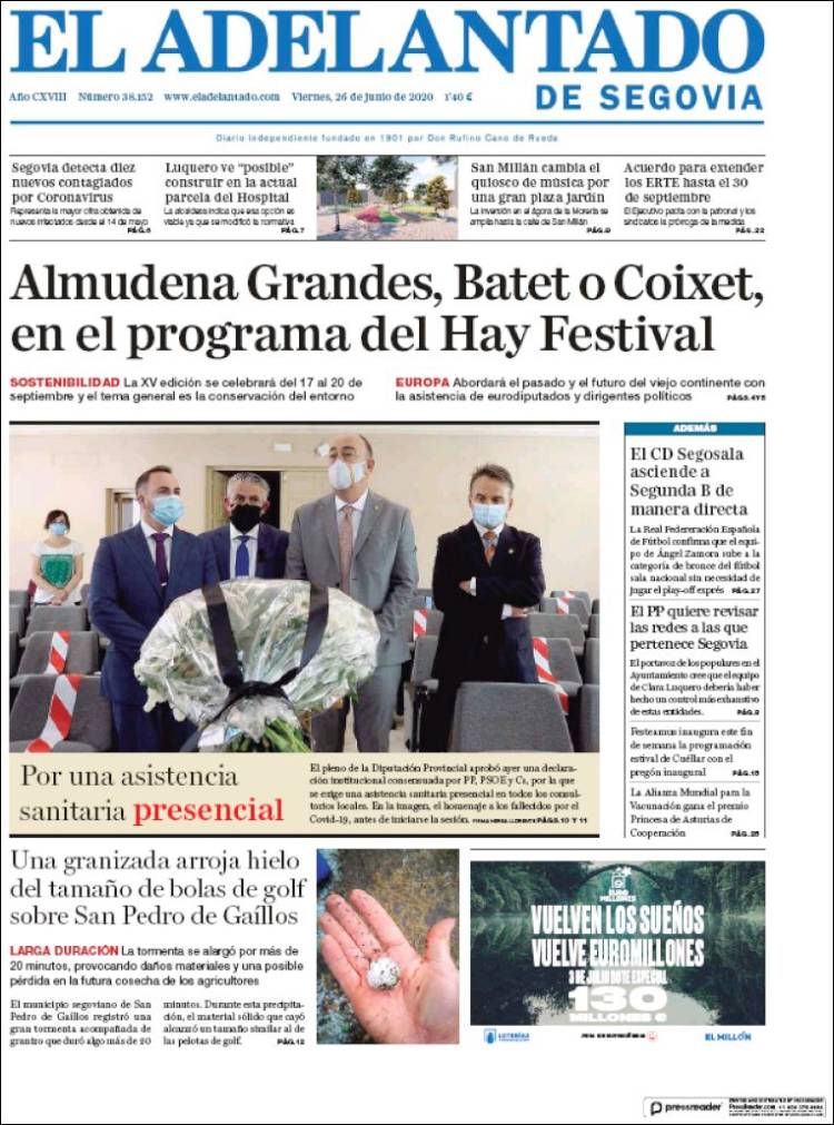 Portada de El Adelantado de Segovia (España)