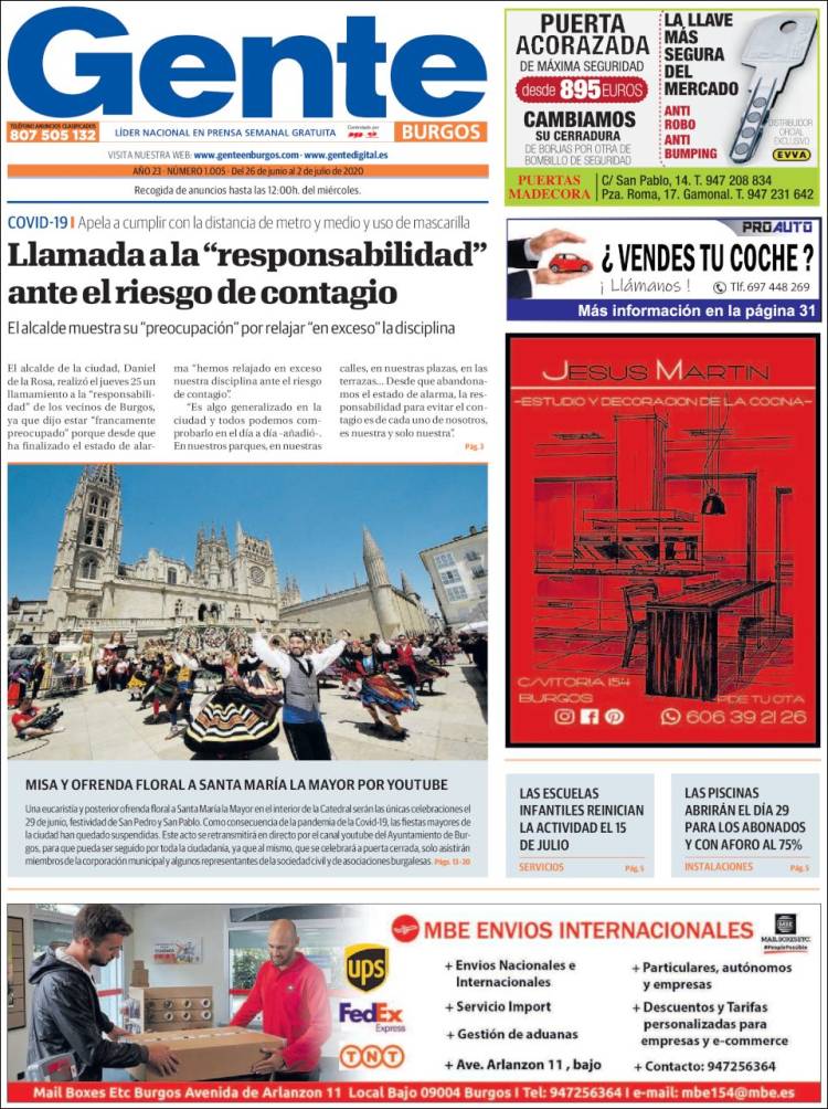 Portada de Gente en Burgos (España)