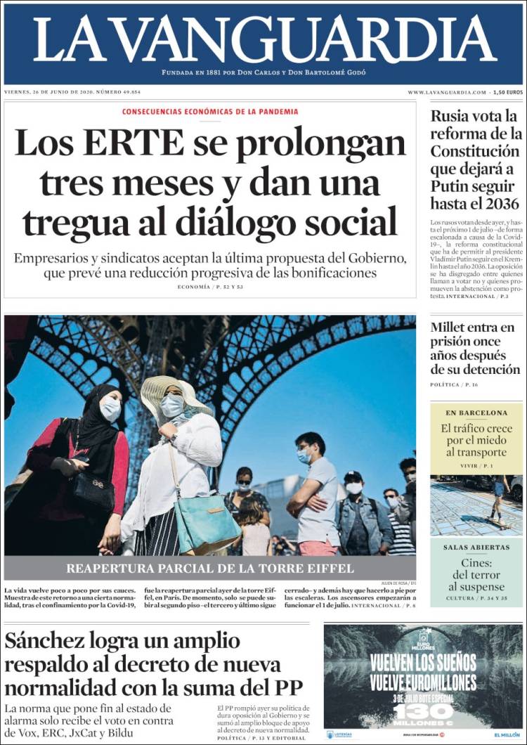 Portada de La Vanguardia (España)