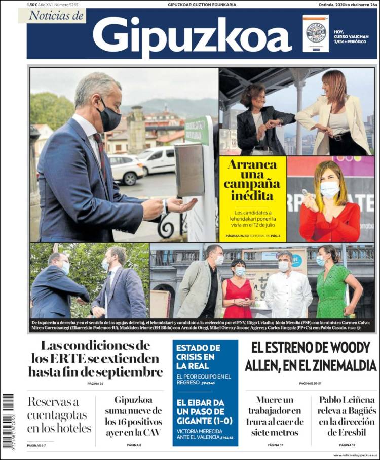 Portada de Noticias de Gipuzkoa (España)