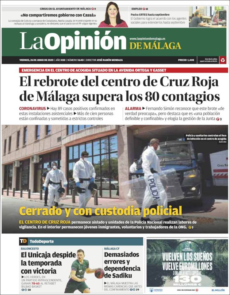 Portada de La Opinión de Málaga (España)