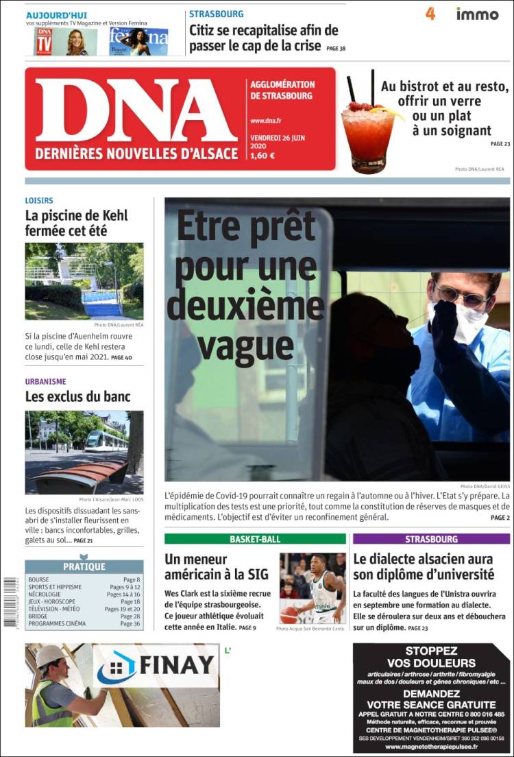 Portada de Les Dernières Nouvelles d'Alsace (Francia)