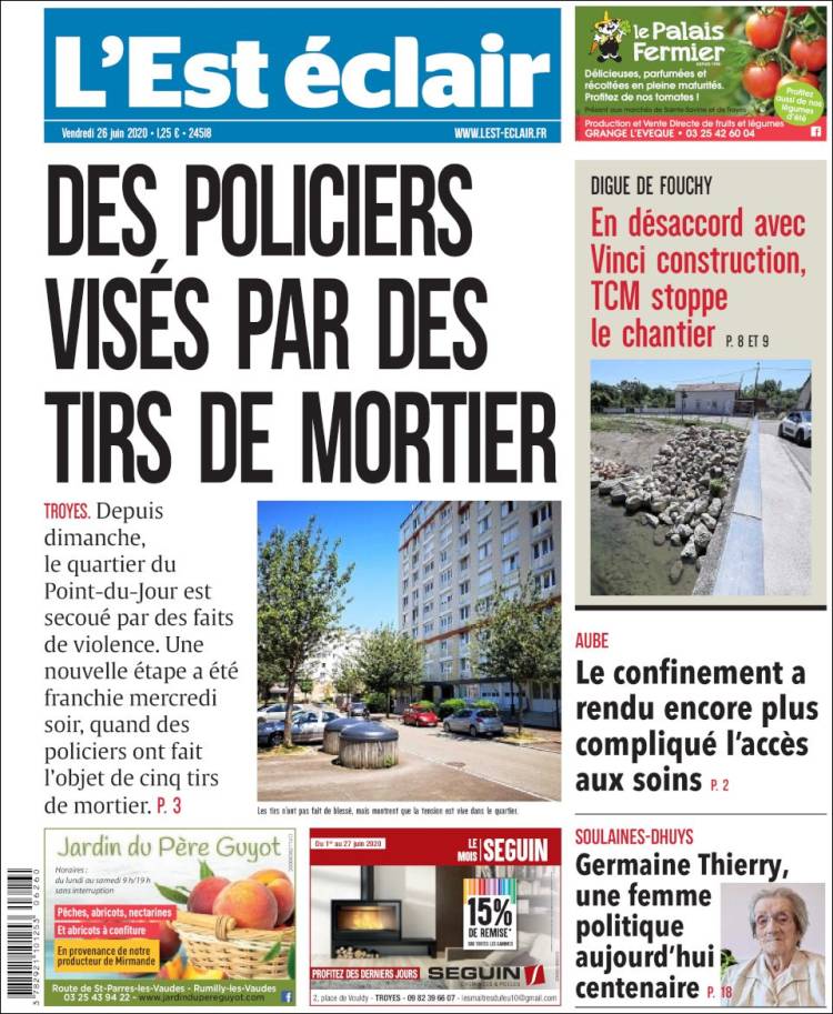 Portada de L'Est Eclair (Francia)