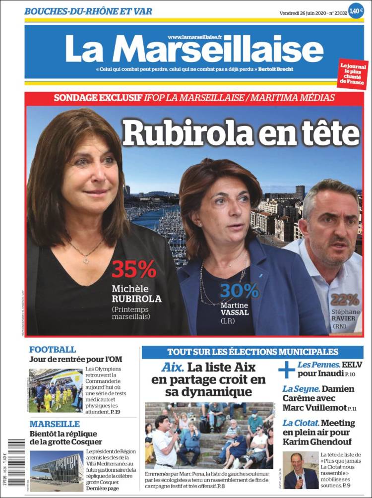 Portada de La Marseillaise (Francia)