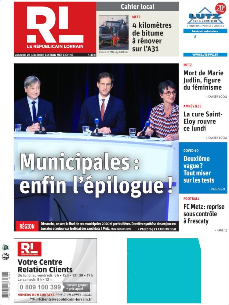 Portada de Le Republicain Lorrain (Francia)