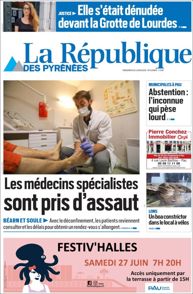 Portada de La République des Pyrénées (Francia)