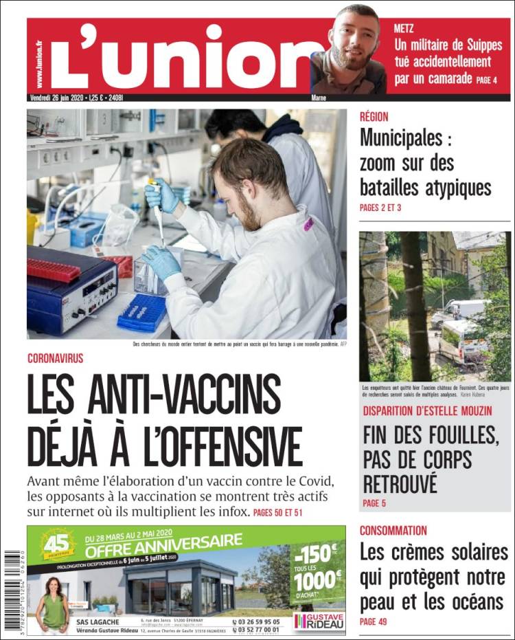 Portada de L'Union (Francia)