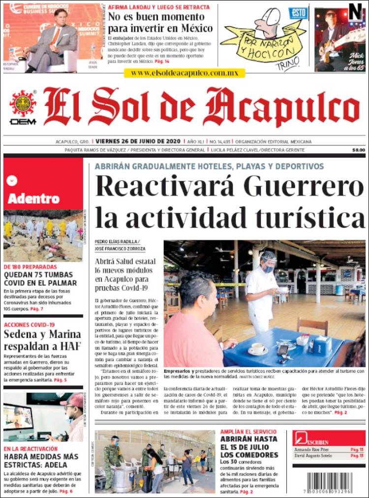 Portada de El Sol de Acapulco (México)