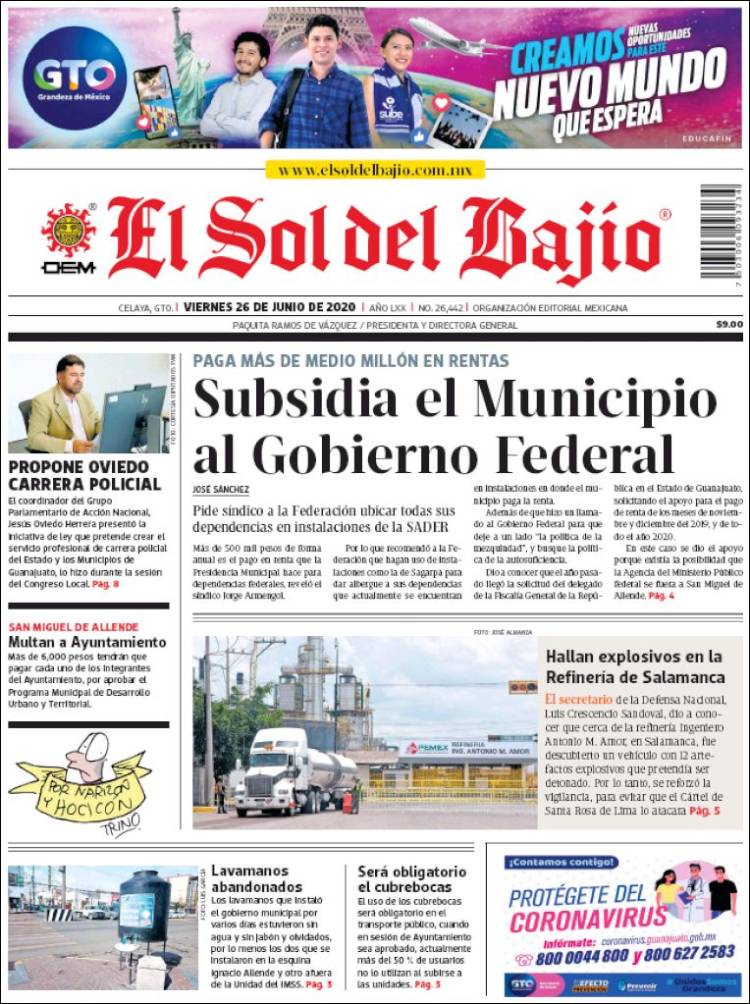 Portada de El Sol del Bajio (México)