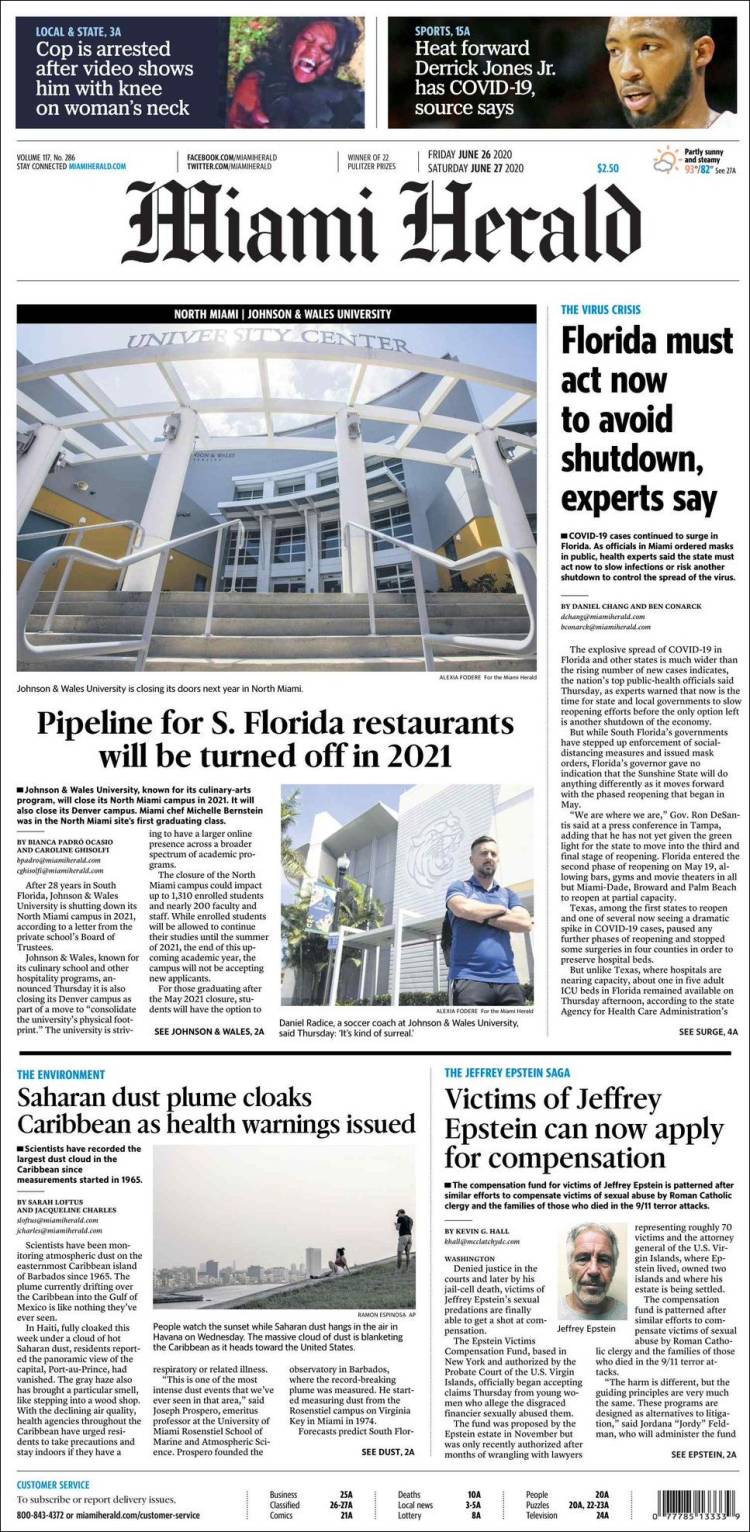 Portada de Miami Herald (USA)