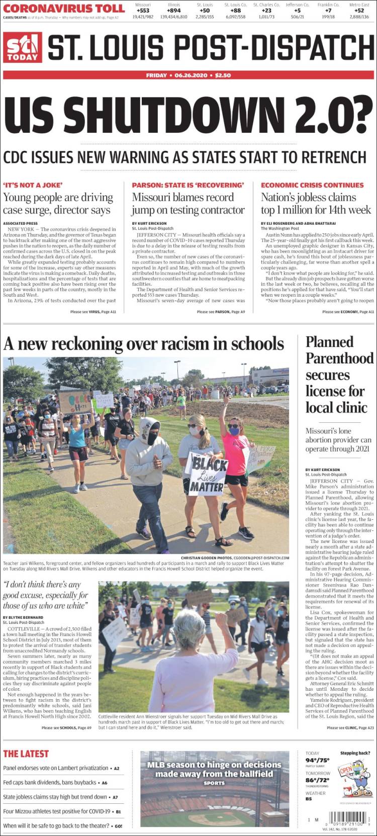 Portada de St. Louis Post-Dispatch (USA)