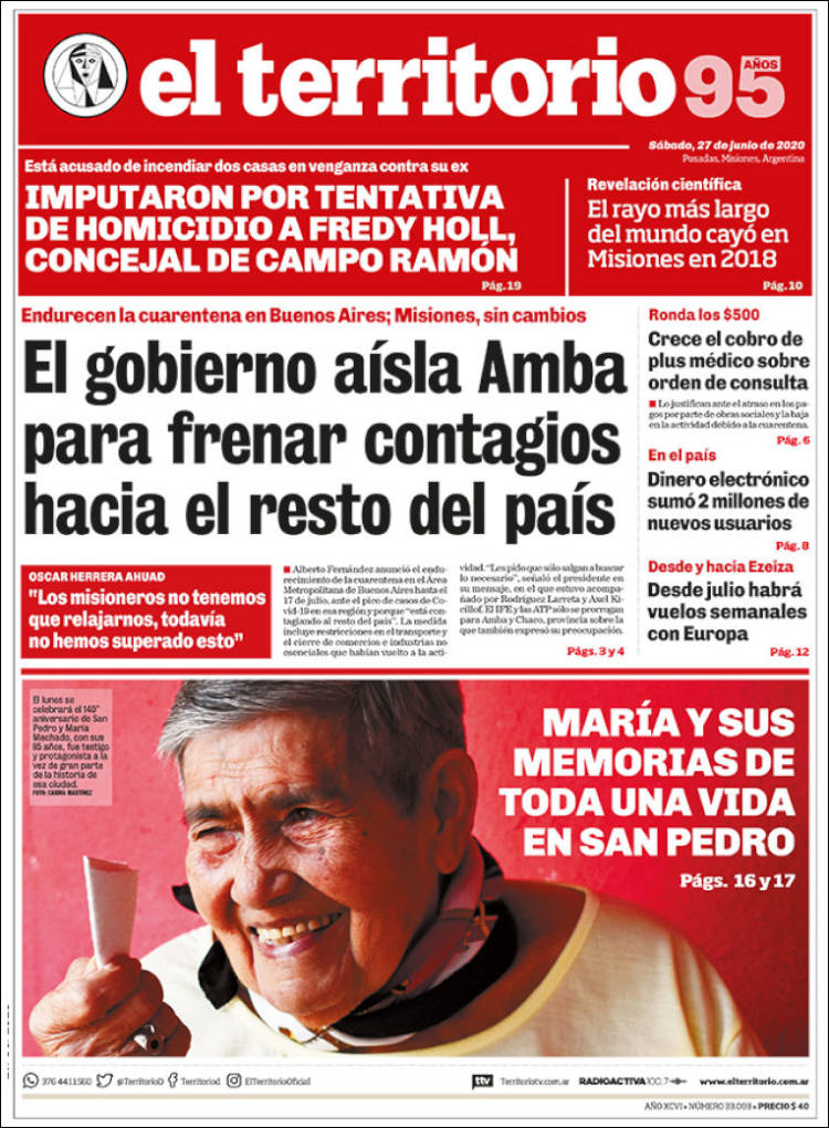 Portada de El Territorio (Argentina)