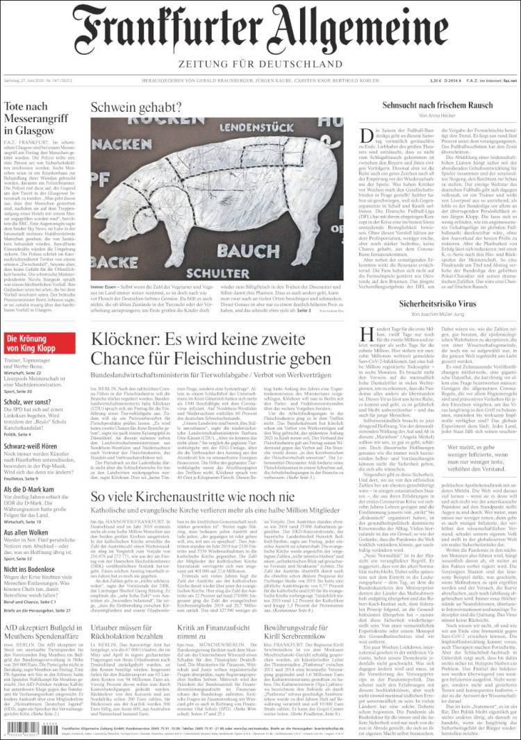 Portada de Frankfurter Allgemeine (Germany)
