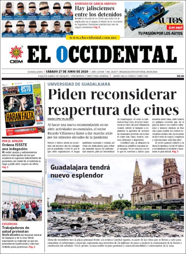 Portada de El Occidental (México)