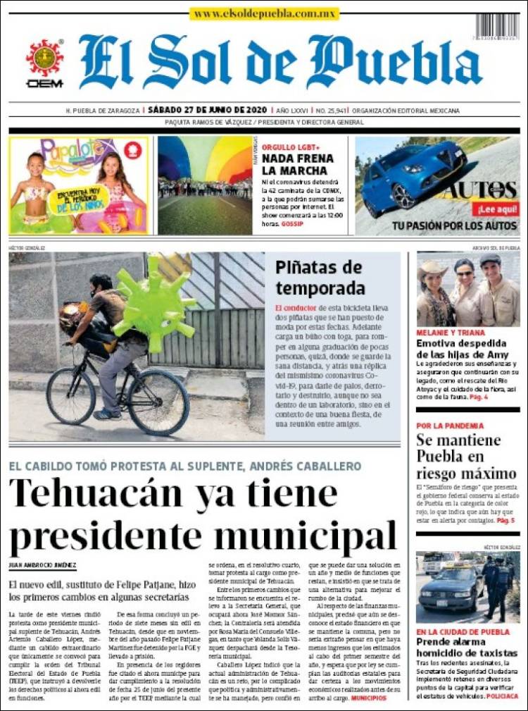 Portada de El Sol de Puebla (México)