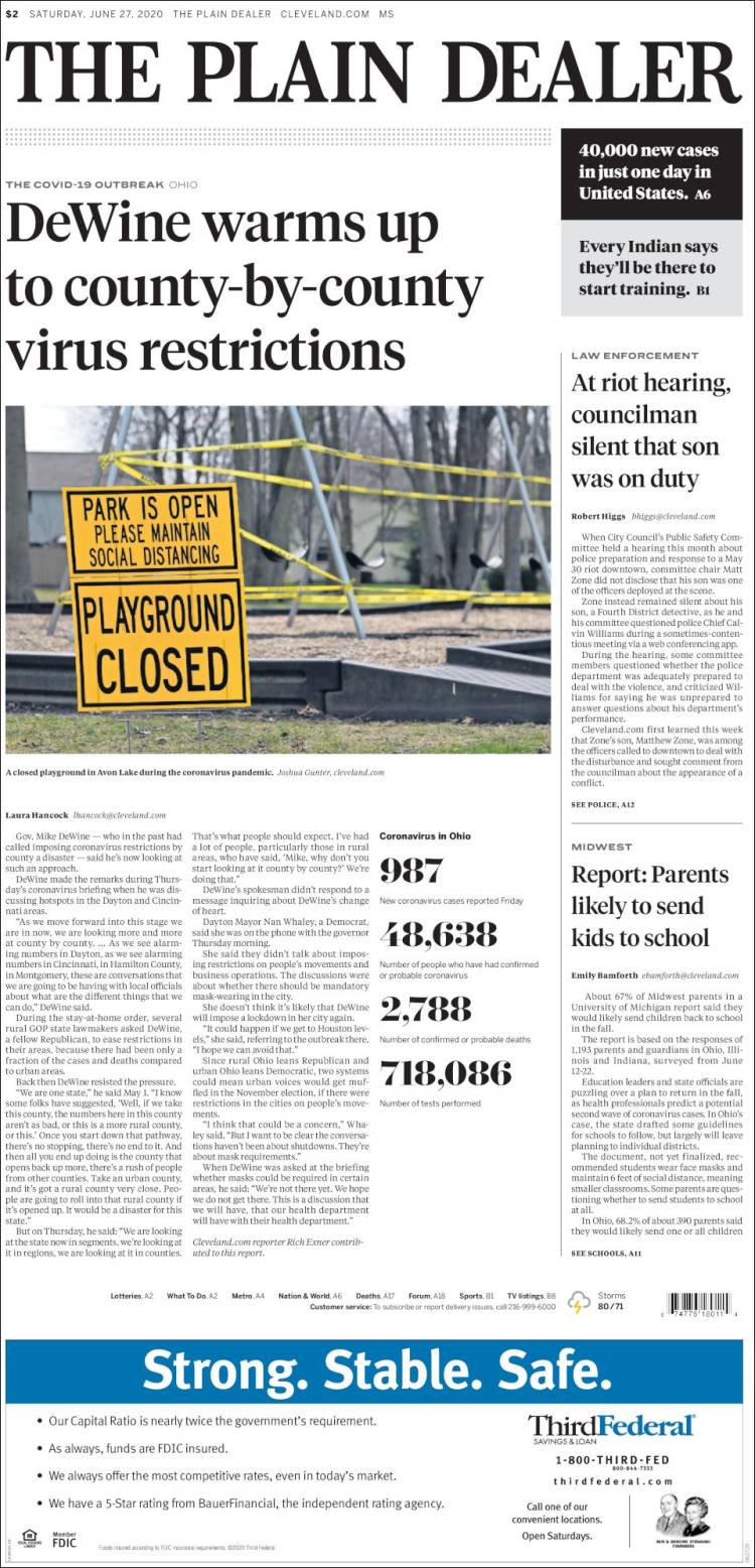 Portada de The Plain Dealer (USA)