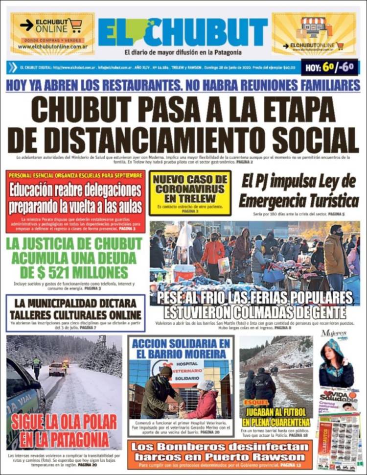 Portada de El Chubut (Argentina)