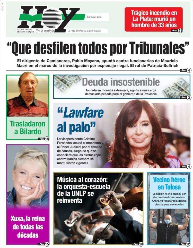 Portada de Diario Hoy (Argentina)