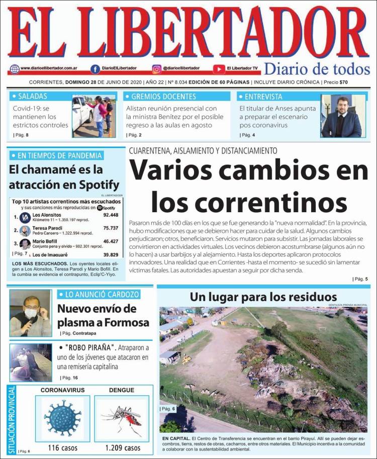 Portada de Diario El Libertador (Argentina)