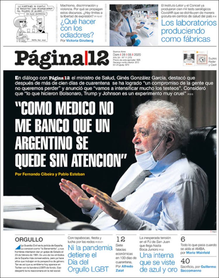 Portada de Página/12 (Argentina)