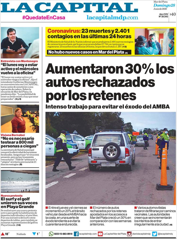Portada de Diario La Capital - Mar del Plata (Argentina)