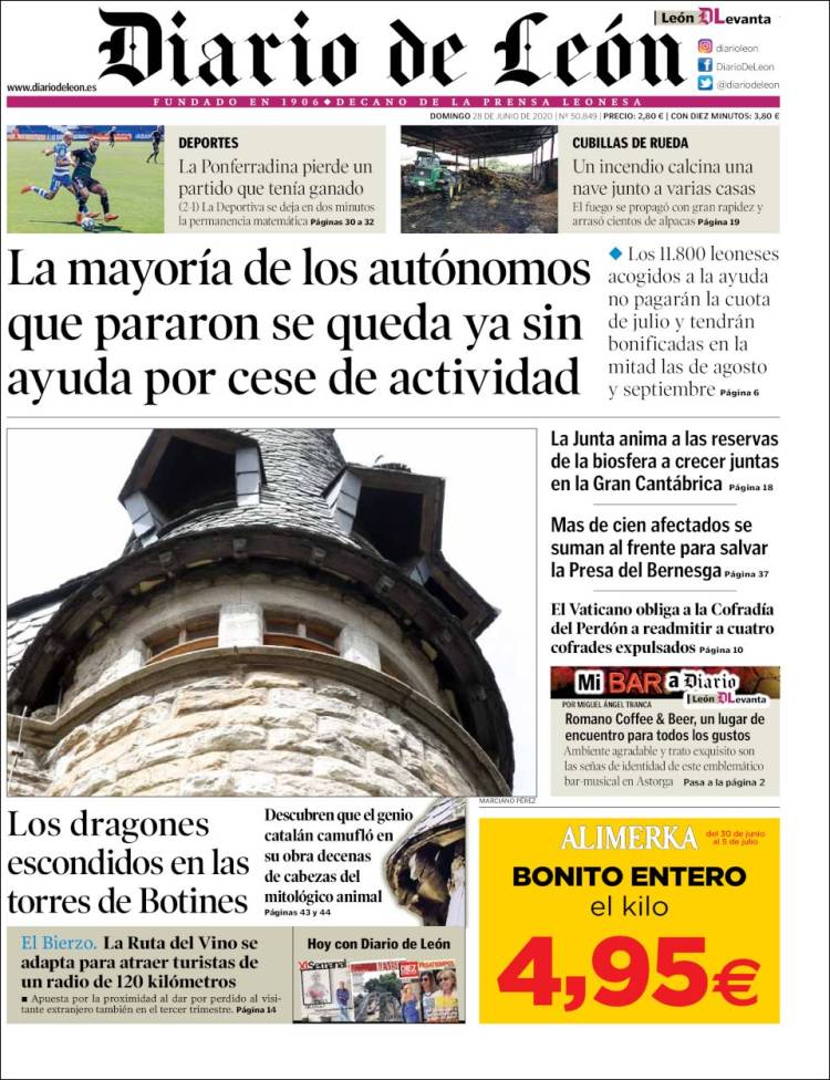 Portada de Diario de León (España)