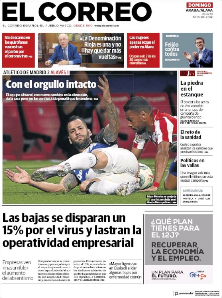 Portada de El Correo - Álava (España)