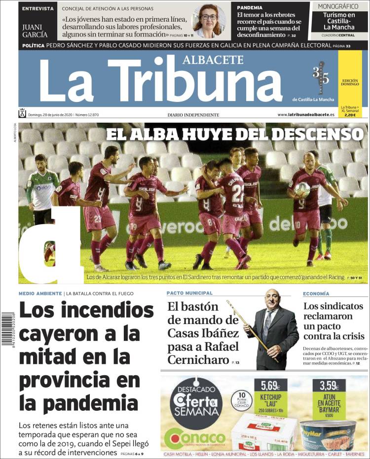 Portada de La Tribuna de Albacete (España)