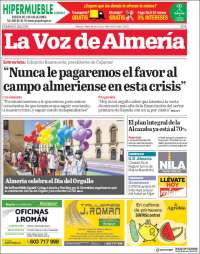 Portada de La Voz de Almería (España)