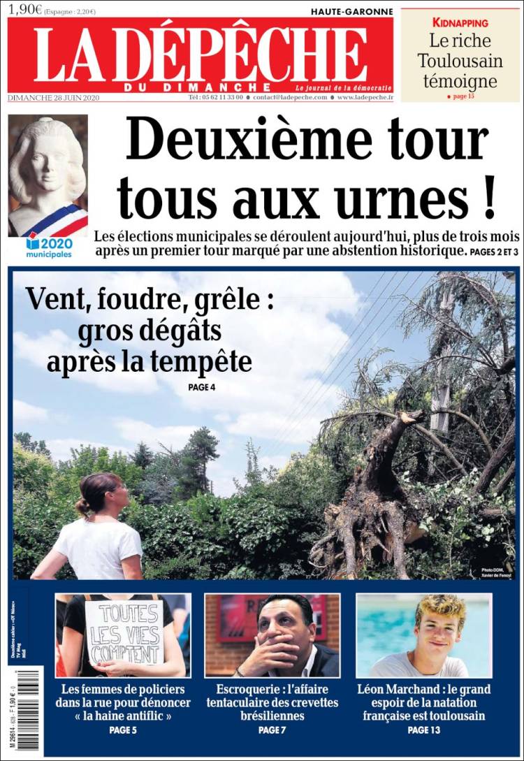 Portada de La Dépêche du Midi (Francia)