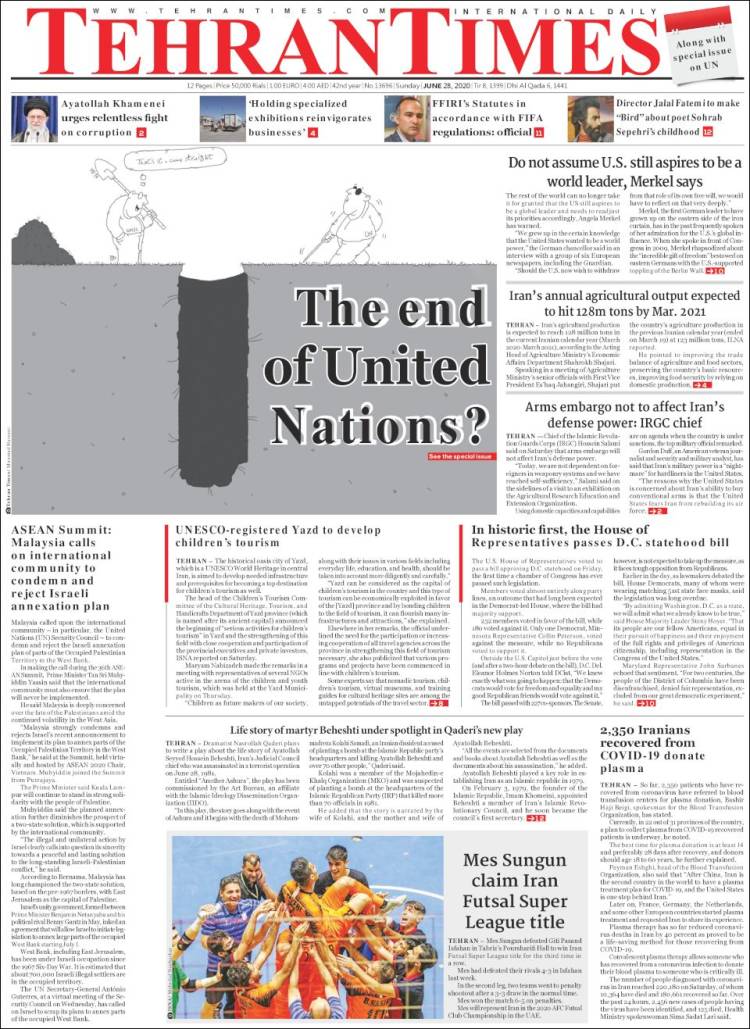 Portada de TehranTimes (Ir&aacute;n)