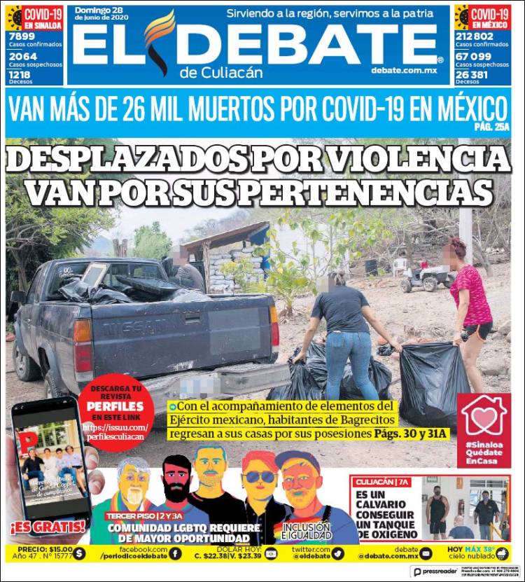 Portada de El Debate de Culiacán (México)