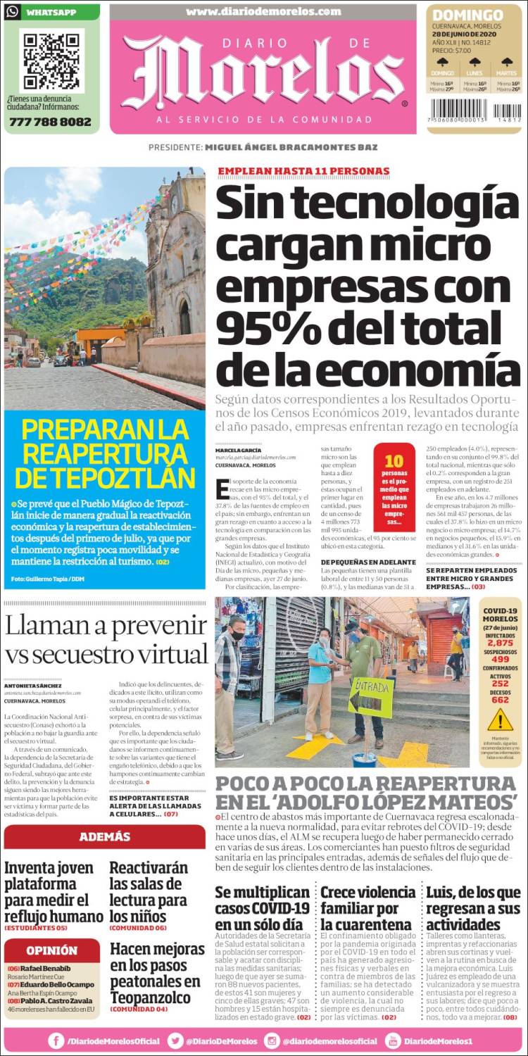 Portada de Diario de Morelos (Mexico)