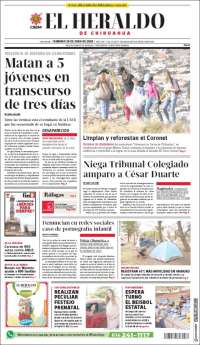 Portada de El Heraldo de Chihuahua (México)