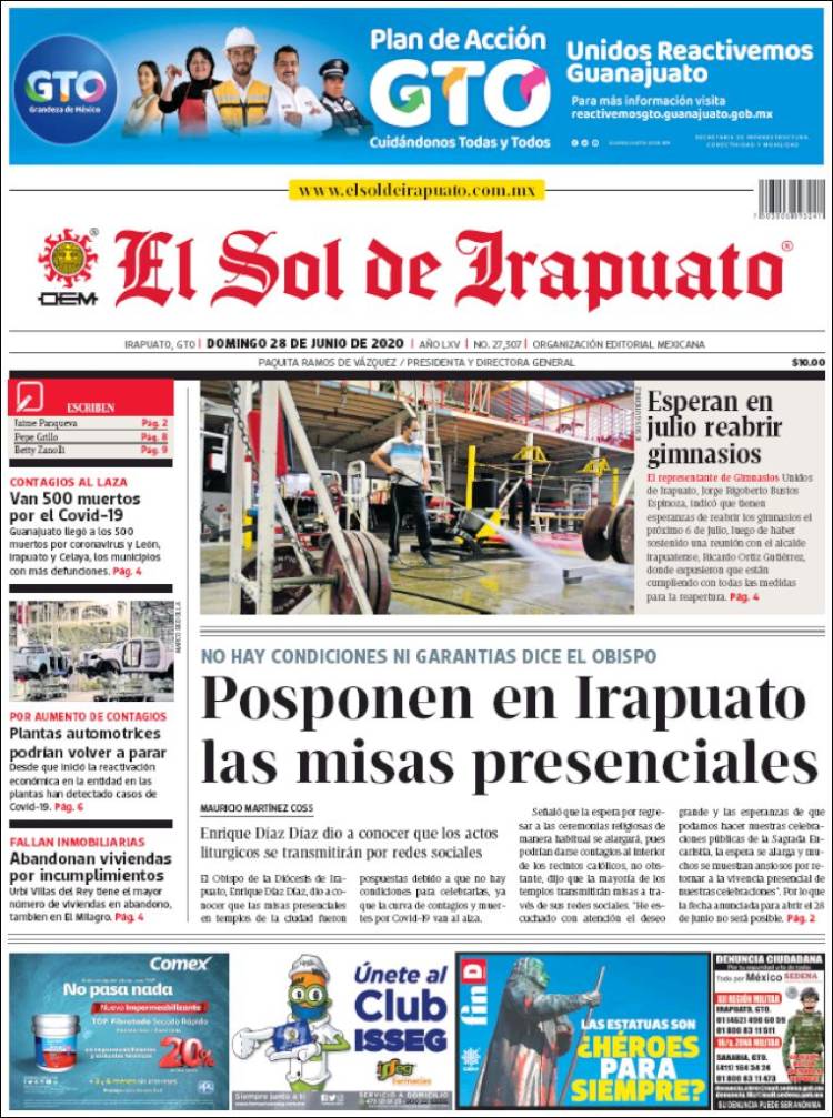 Portada de El Sol de Irapuato (México)