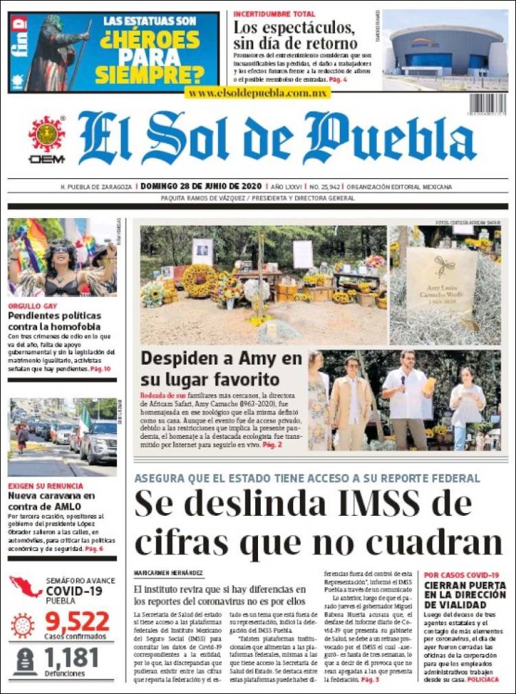 Portada de El Sol de Puebla (México)