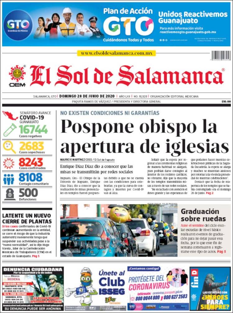 Portada de El Sol de Salamanca (México)