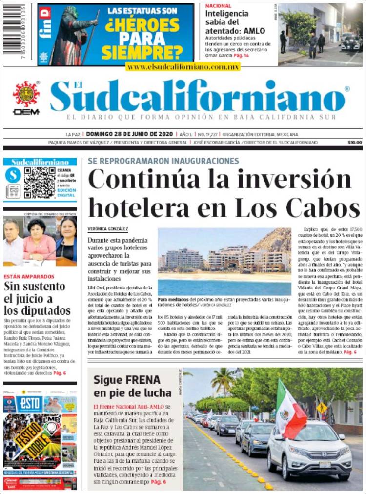 Portada de El Sudcaliforniano (México)