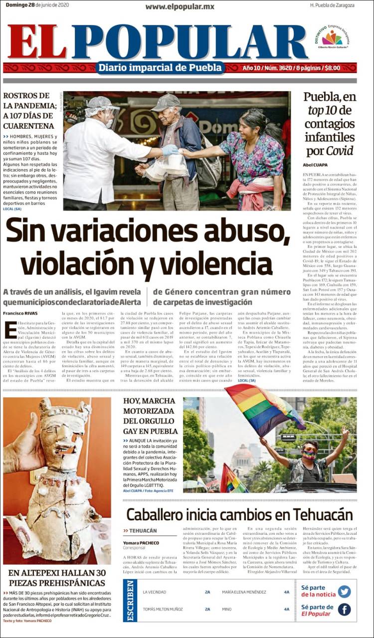 Portada de Periódico El Popular (México)