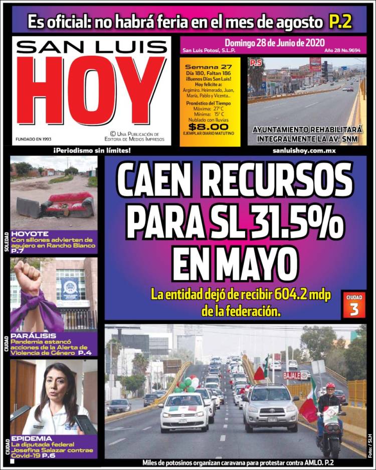 Portada de San Luis Hoy (México)