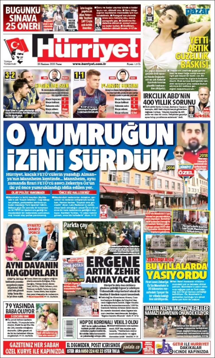 Portada de Hürriyet (Turqu&iacute;a)