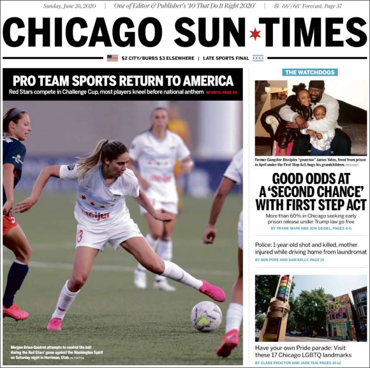 Portada de Chicago Sun-Times (USA)