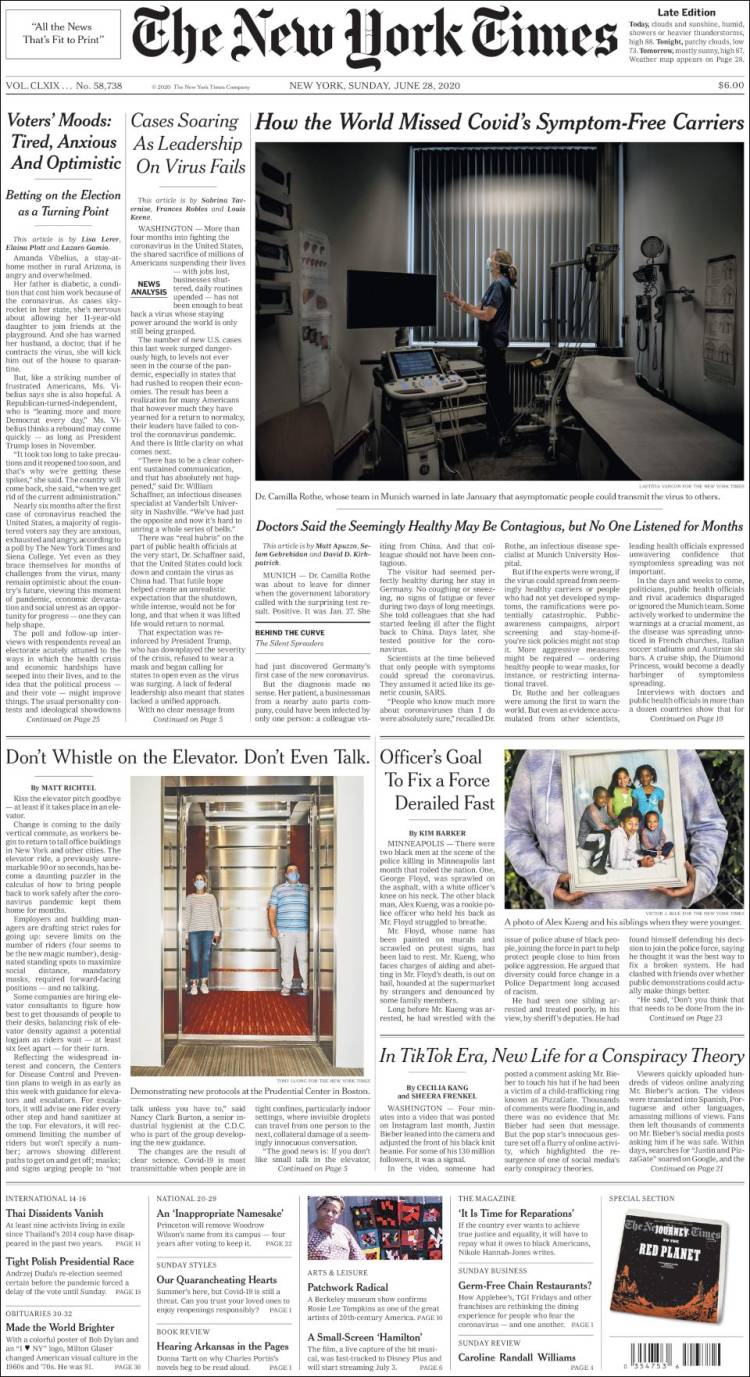 Portada de New York Times (USA)