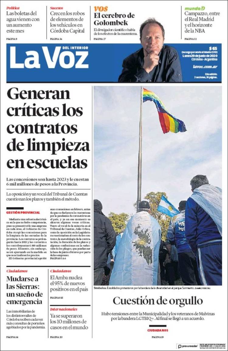 Portada de La Voz del Interior (Argentina)