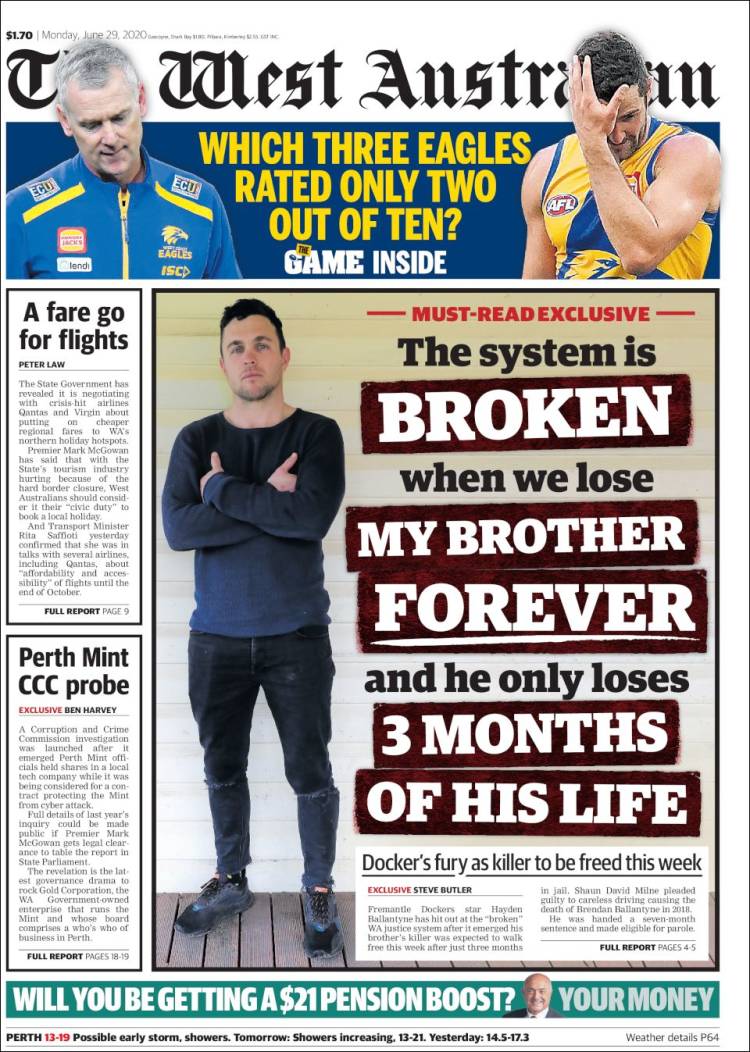 Portada de The West Australian (Australia)