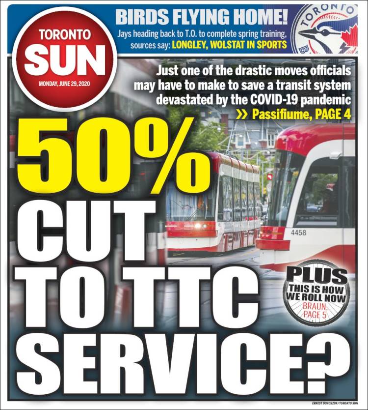 Portada de The Toronto Sun (Canadá)