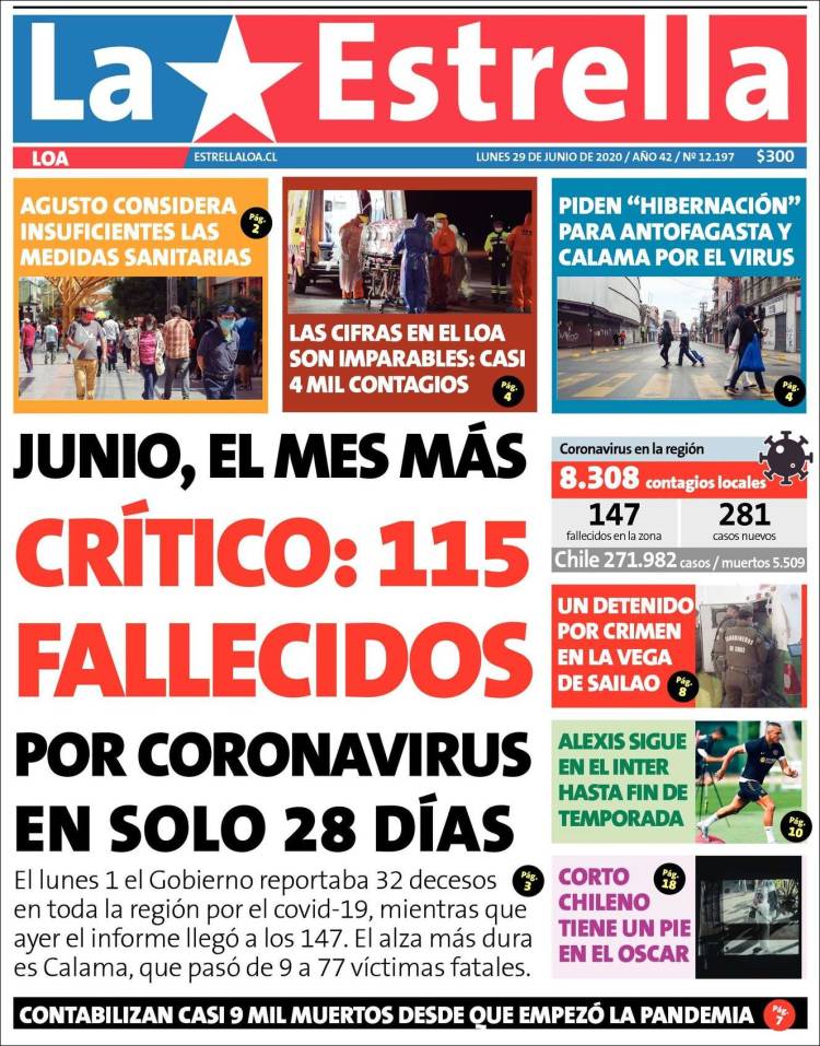 Portada de La Estrella de Loa (Chile)