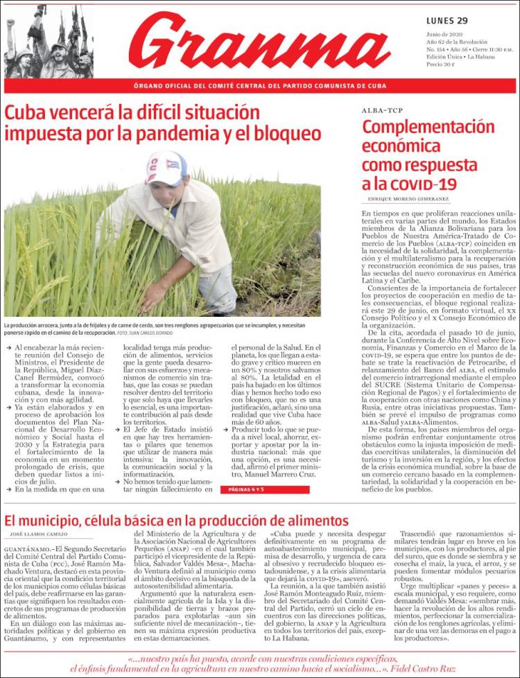 Portada de Granma (Cuba)
