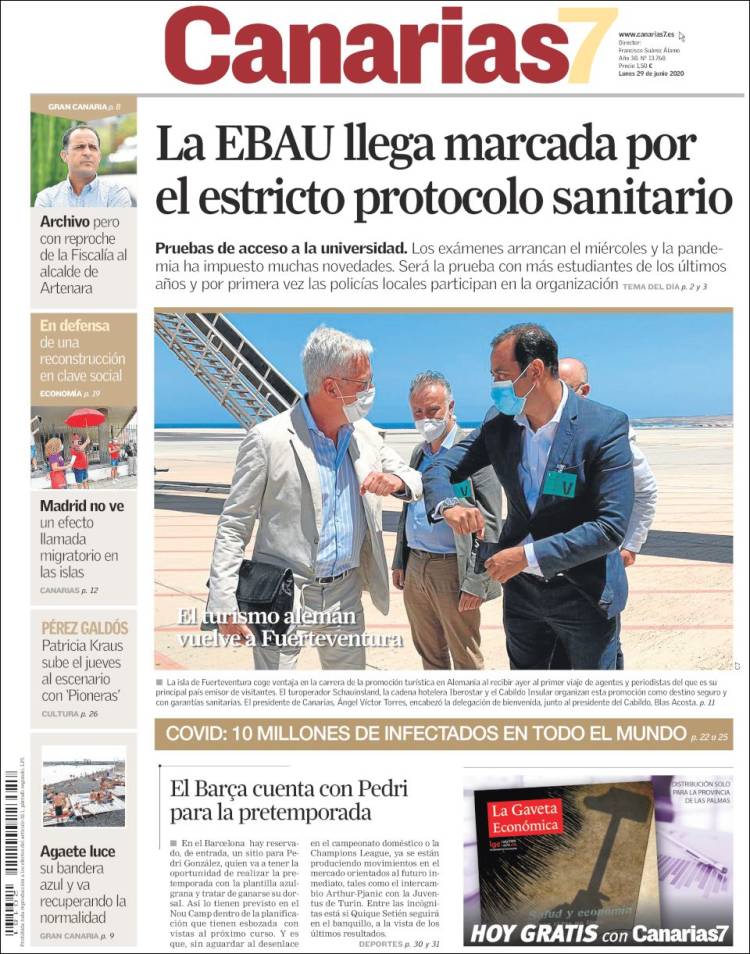 Portada de Canarias 7 (España)