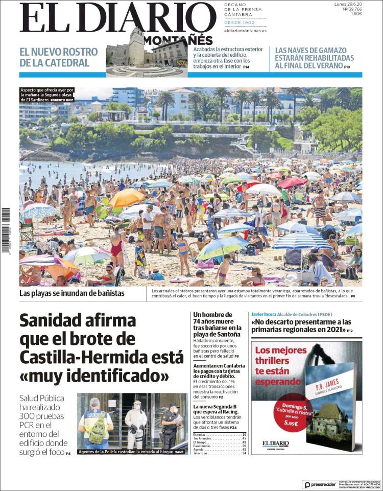 Portada de El Diario Montañés (España)